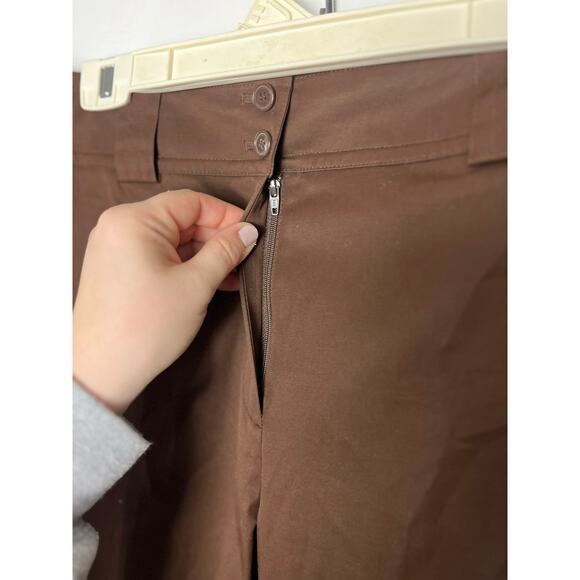 Anne Klein Chocolate Brown Straight Leg Stretch Work Dress Ankle Pants Size 14 - Picture 3 of 9